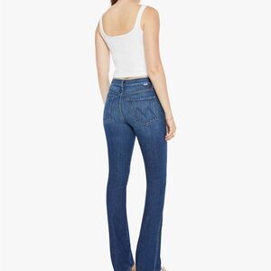 MOTHER Classic Medium Blue Straight Leg Jeans with Contrast Stitching